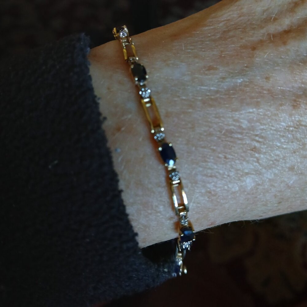 SOLD  Vintage Gemstone BRACELET 10k Gold Plated Link Stunningly Beautiful